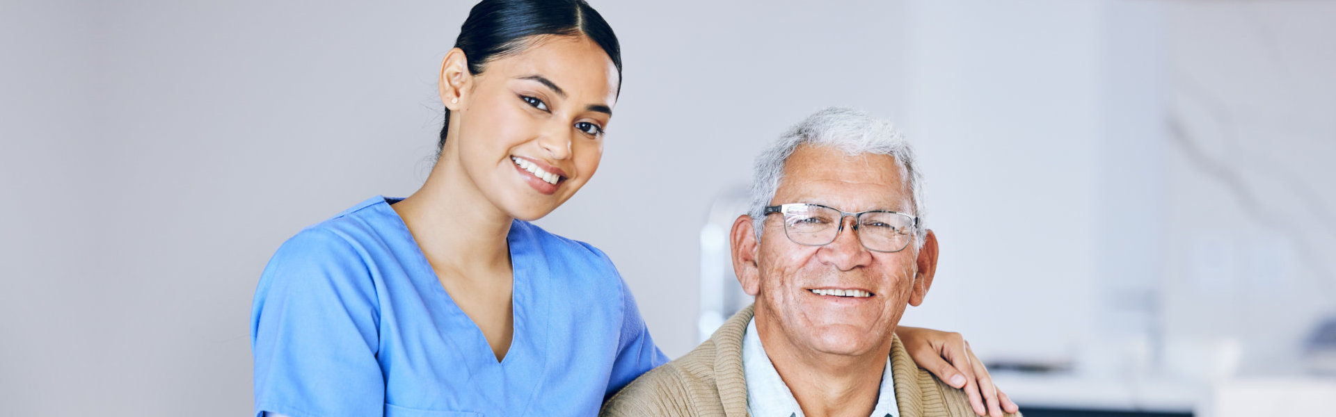 Senior man and female nurse